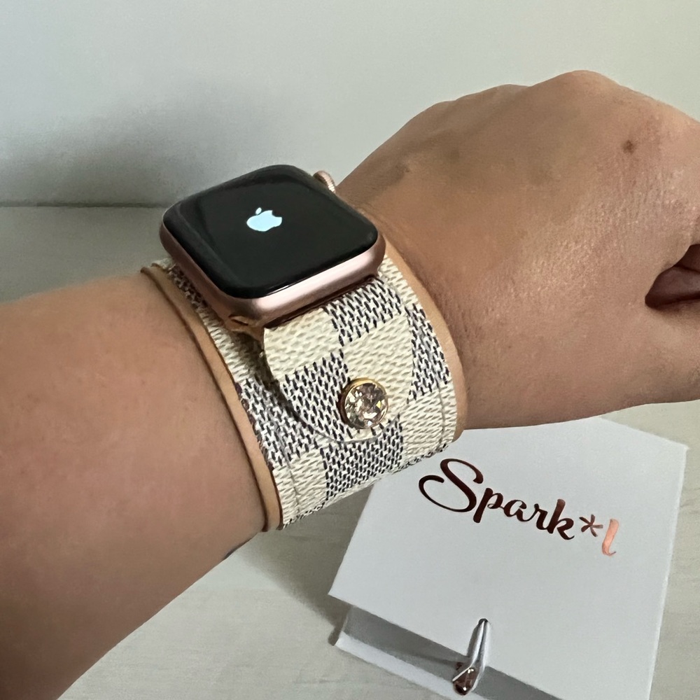 Spark*l Authentic Louis Vuitton Damier Azur Apple Watch Band